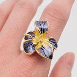 Iris Enamel Flower Ring: 7