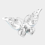 Glass Crystal Butterfly Pin Brooch: Gold