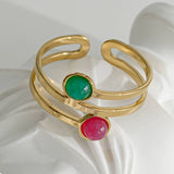 LilithGold Ring With Red And Green Stone