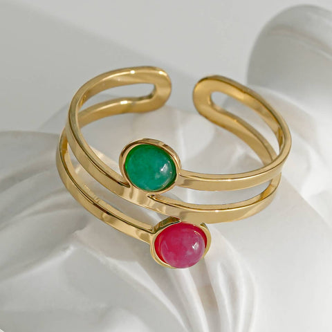 LilithGold Ring With Red And Green Stone