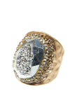 Druzy Rhinestone Alloy Rings: Gold-Gun Metal