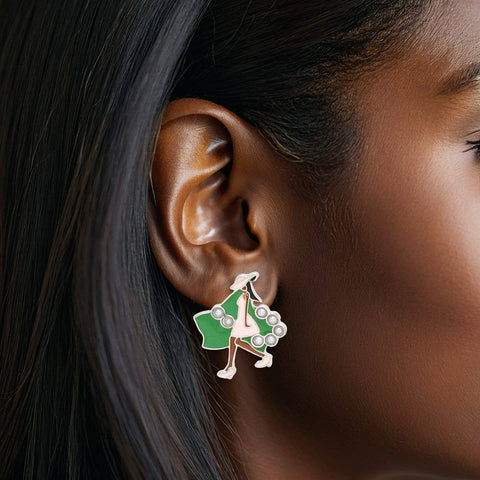 Pink Lady Green Ivy Stud Earrings