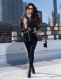 AD925-B MIX MEDIA EMBROIDERED JACKET WITH MULTI COLOR BELT: M