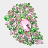 Oversize Multi Stone Floral Pin Brooch: Purple