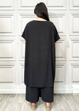 Full Cross-Over Front Short Sleeves and Wide Leg Pants Set : Orange