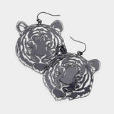 Brass Metal Cut Out Tiger Dangle Earrings
: Silver