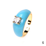 Colorful Enamel Inlaid Zircon Ring: D / Opening adjustable
