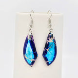 Colored Emperor Stone Geometric Agate Chakra Earrings - CS: F