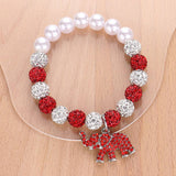 Stone Elephant Charm Pearl Shamballa Ball Beaded Bracelet