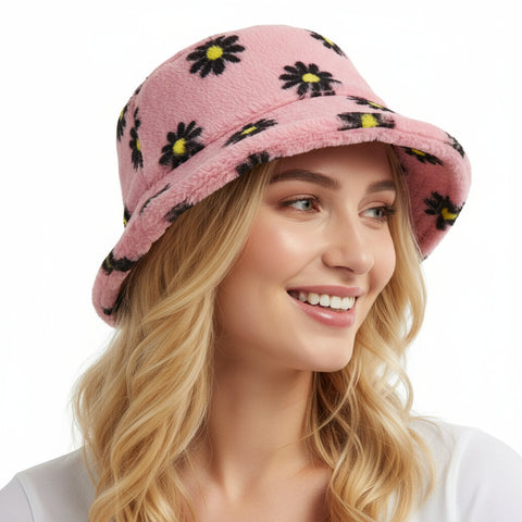 pink flower power bucket hat