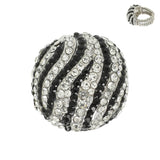 Crystal Rhinestone Pave Dome Stretch Ring: Zebra