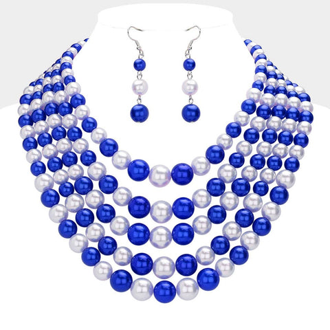 5Row Strand Pearl Necklace
: Blue