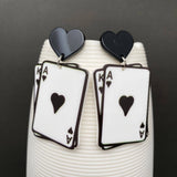 Acrylic Blackjack Heart Post Earrings - YK