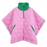 Pink and Green Quilted Poncho