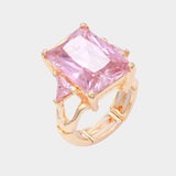 Rectangle Crystal Stretch Ring: MULTI