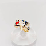 Multi-style Enamel Gold-plated Ring |Flowers|Butterfly|Eyes: A- Flowers