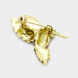 Pave Crystal Bird Pin Brooch: GOLD MULTI