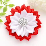 Pearl Pointed Flower Ribbon Brooch / Hair Clip: Purple