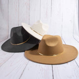 Flat Brim Herringbone Chain Fedora Fashion Hat: BK