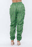 Plus Size Plaid Print Windbreaker Drawstring Jogger Pants: Red / 2-2-2 (1XL-2XL-3XL)