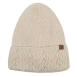 Women's Solid Color Peal Knitted Beanie Hat: LAV / One Size