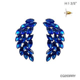 Marquise Gem Leaf Cluster Wing Earrings : Royal Blue