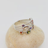 Women Copper Inlaid Colored Cubic Zirconia Ring: 8