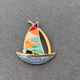 Sailboat Enamel Brooch
