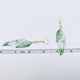 Colorful Double Butterfly Wings Dangle Earrings: Pearl-Light Green