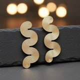Serpentine Gold Wavy Earrings