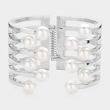 Pearl Accented Hinged Cuff Bracelet
: Gold