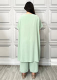 Full Cross-Over Front Short Sleeves and Wide Leg Pants Set : Orange