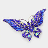 Glass Crystal Butterfly Pin Brooch: Gold