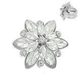 Floral Crystal Gemstone Cocktail Stretch Ring : Navy