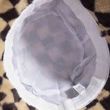 Plush Faux Fur Checkered Bucket Hat: BW
