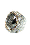 Druzy Rhinestone Alloy Rings: Gold-Gun Metal