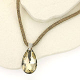 Teardrop Faceted Stone Pendant Bling Studded Necklace: Leopard