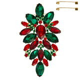 Floral Geo Shape Jeweled Cluster Brooch Pin : Christmas