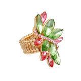 Cocktail Ring AKA Pink Green Marquise for Women: Pink and Green / Gold / Stretch to Fit