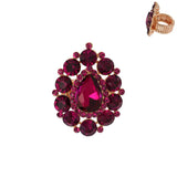 Drop Gem Stone Stretch Ring: Burgundy