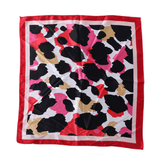 Abstract Animal Print Satin Scarf: Blue