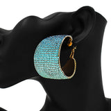 Rhinestone Pave Hoop Evening Earrings: Gold Rainbow