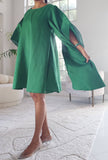 Wing Dress/Faux Silk/Poncho Dress/ Wing Sleeves-25032 Green: Plus size