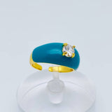 Colorful Enamel Inlaid Zircon Ring: D / Opening adjustable