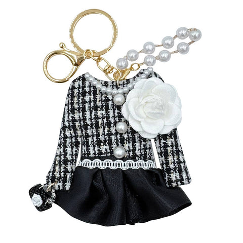 Flower Dress Pearl Key Chain Bag Charm: WHT / One Size