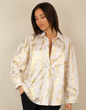 Gold Cotton Shirt - Buttoned, 2 Pockets | URSULA: Unique / Black