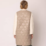 Quilted Padded Long Zipper Vest: IVY / One Size