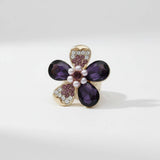 Purple Teardrop Crystal Cocktail Ring: