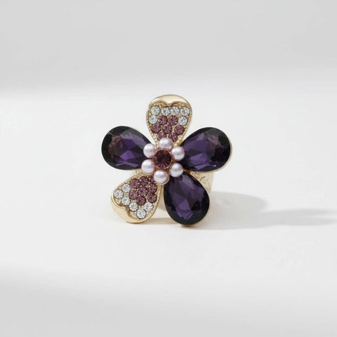 Purple Teardrop Crystal Cocktail Ring: