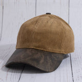 Corduroy Baseball Hat With Vegan Leather Brim: BR